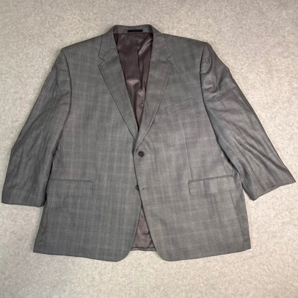 Lauren Ralph Lauren Mens 52R Silk Wool Blazer Gray Glen Plaid Sport Coat Jacket